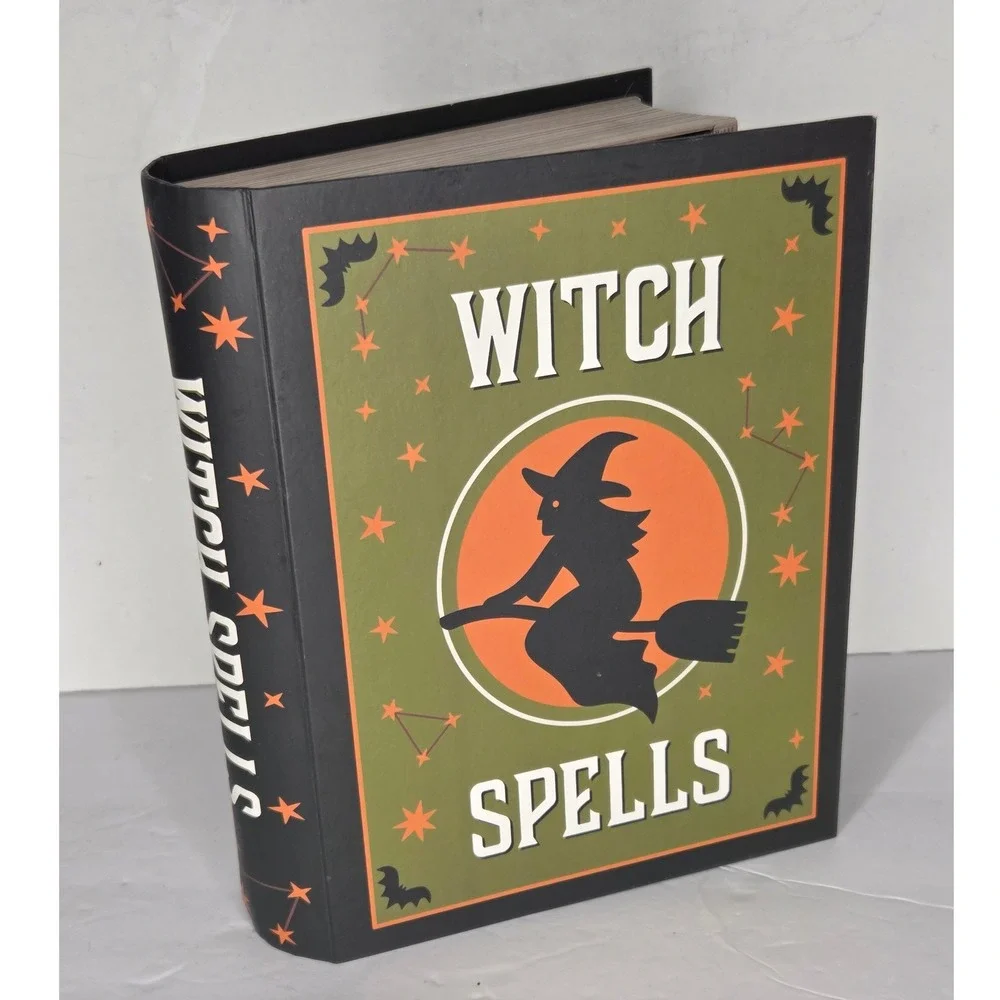 Halloween Witch Spells Decorative Faux Book Stack Storage Box